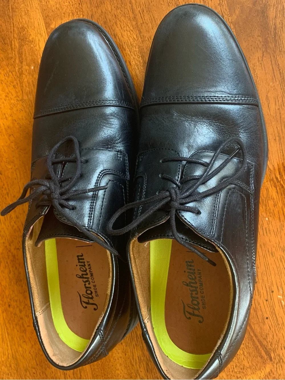 Florsheim Black Leather Cap-Toe Derby Shoes